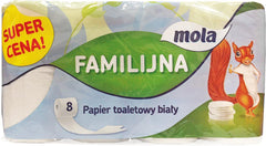 PAPIER TOALETOWY MOLA FAMILIJNA, BIAŁY, 8 ROLEK