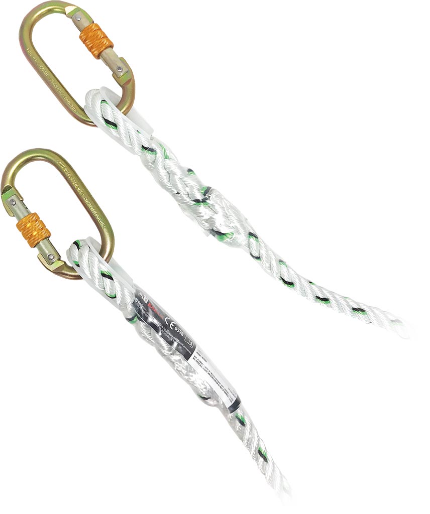 POLYAMID-SICHERHEITSSEIL MIT SCHUTZHÜLLE, 1.5 M, DOPPELKARABINER