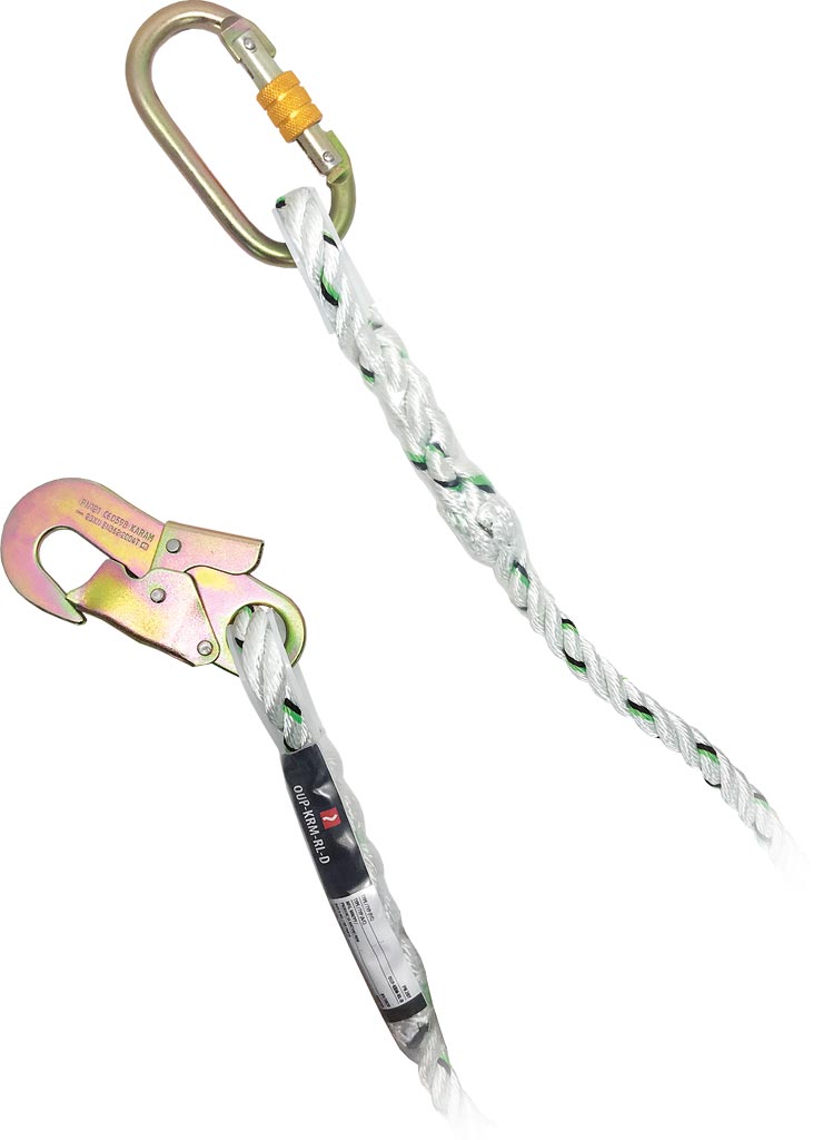 CORDE POLYAMIDE AVEC MOUSQUETON ET CROCHET EN ACIER, 1,5 M