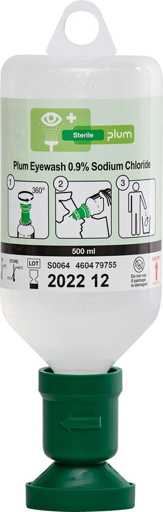 PLUM AUGENSPÜLLÖSUNG, 500 ML MIT 0,9% NATRIUMCHLORID