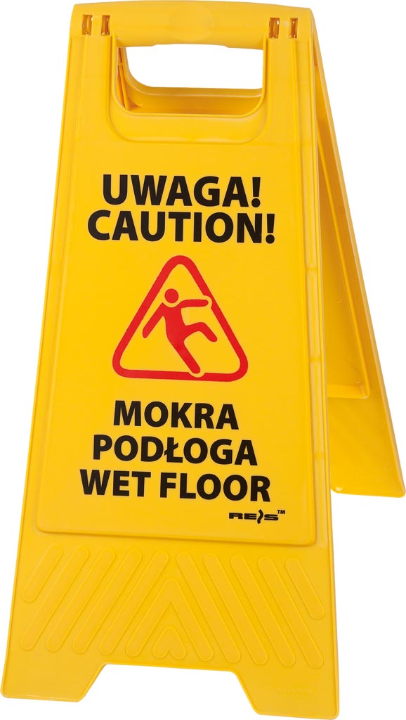 HIGH VISIBILITY WET FLOOR WARNING STAND - DURABLE POLYPROPYLENE