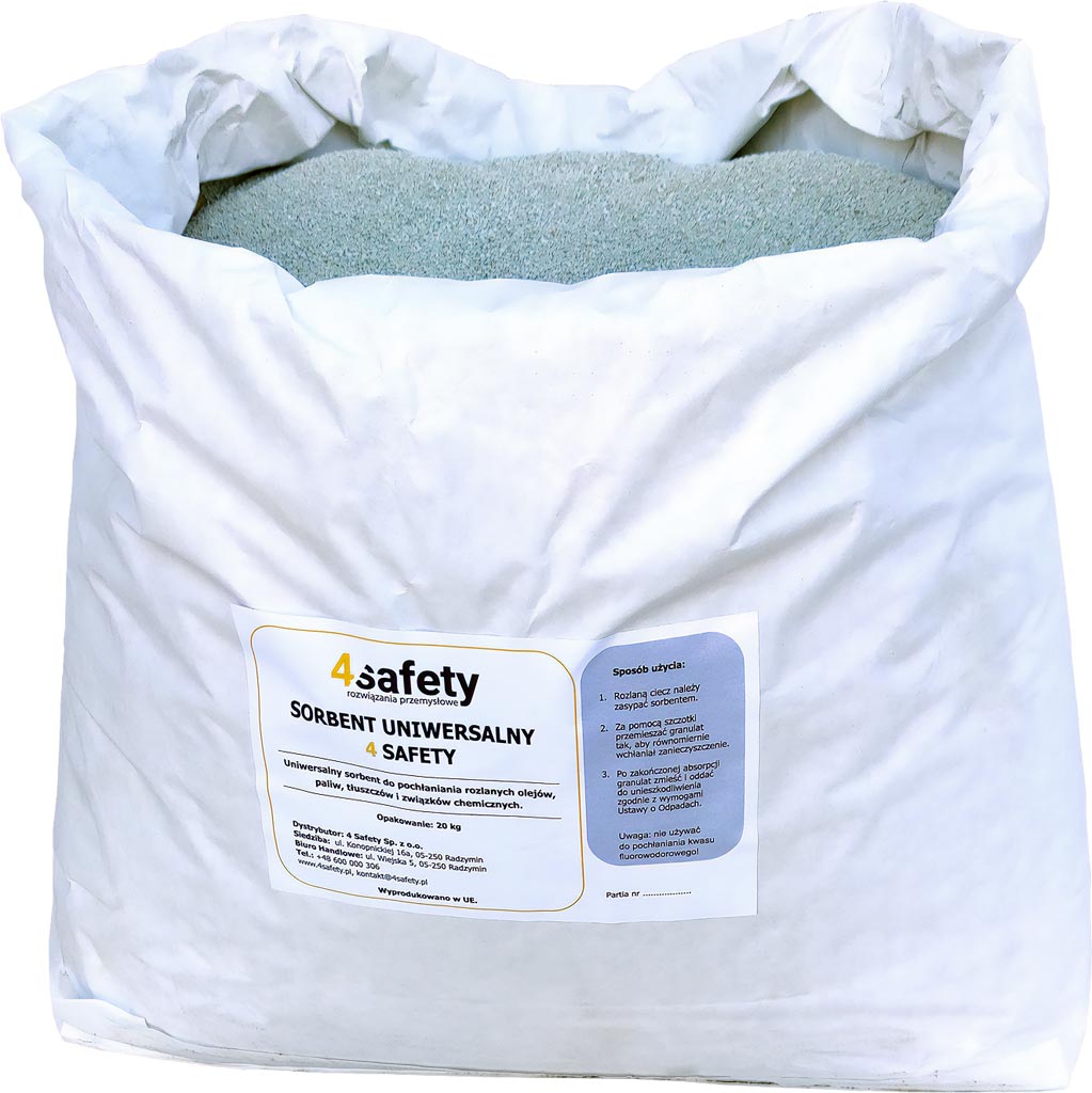 SORBENT GRANULOWANY UNIWERSALNY 20 KG - BEZPIECZEŃSTWO I SKUTECZNOŚĆ