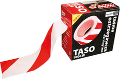 TAŚMA OSTRZEGAWCZA BIAŁO-CZERWONA DWUSTRONNA, POLIETYLENOWA, 100M X 70MM