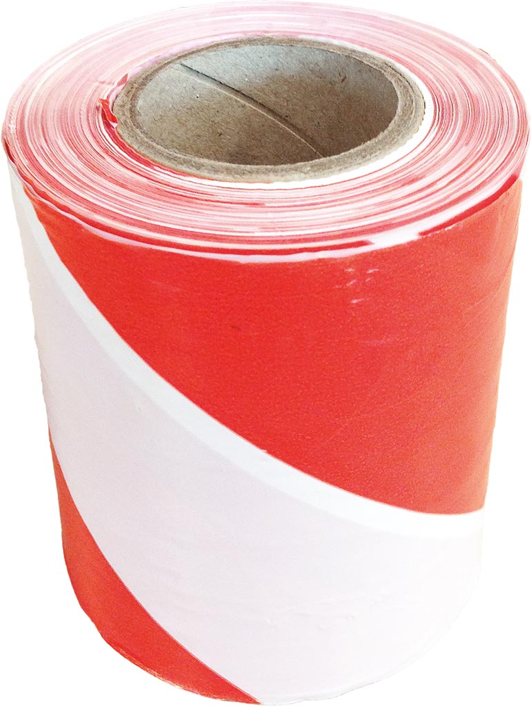 TAŚMA OSTRZEGAWCZA BIAŁO-CZERWONA 500M X 70MM X 25MIC