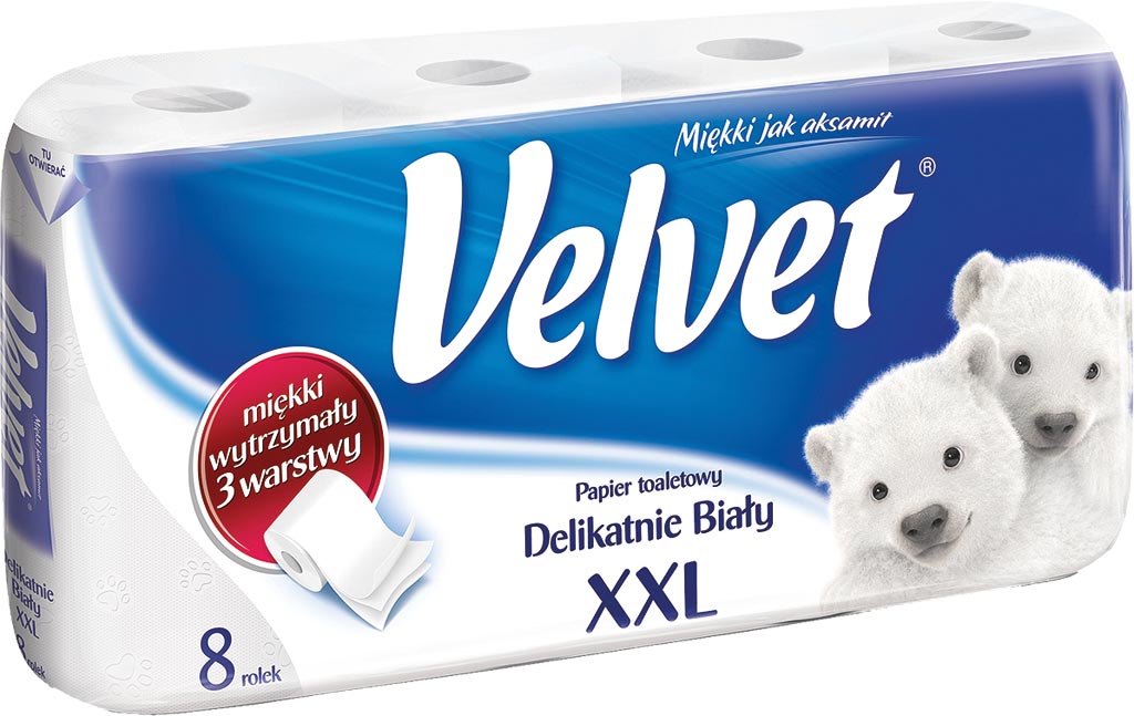PAPIER TOILETTE BLANC DOUX XXL VELVET, 8 ROULEAUX