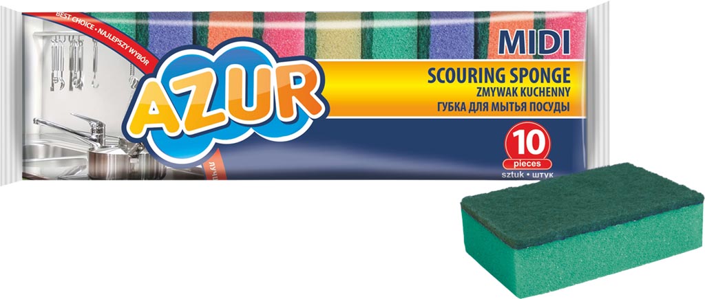 MULTI-PURPOSE KITCHEN SPONGES, DURABLE & SCRUB-FRIENDLY, 10-PACK