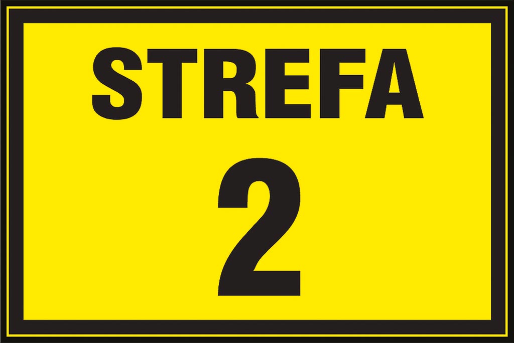 ZNAK OSTRZEGAWCZY - STREFA GAZU 2, PVC, 200x300 MM