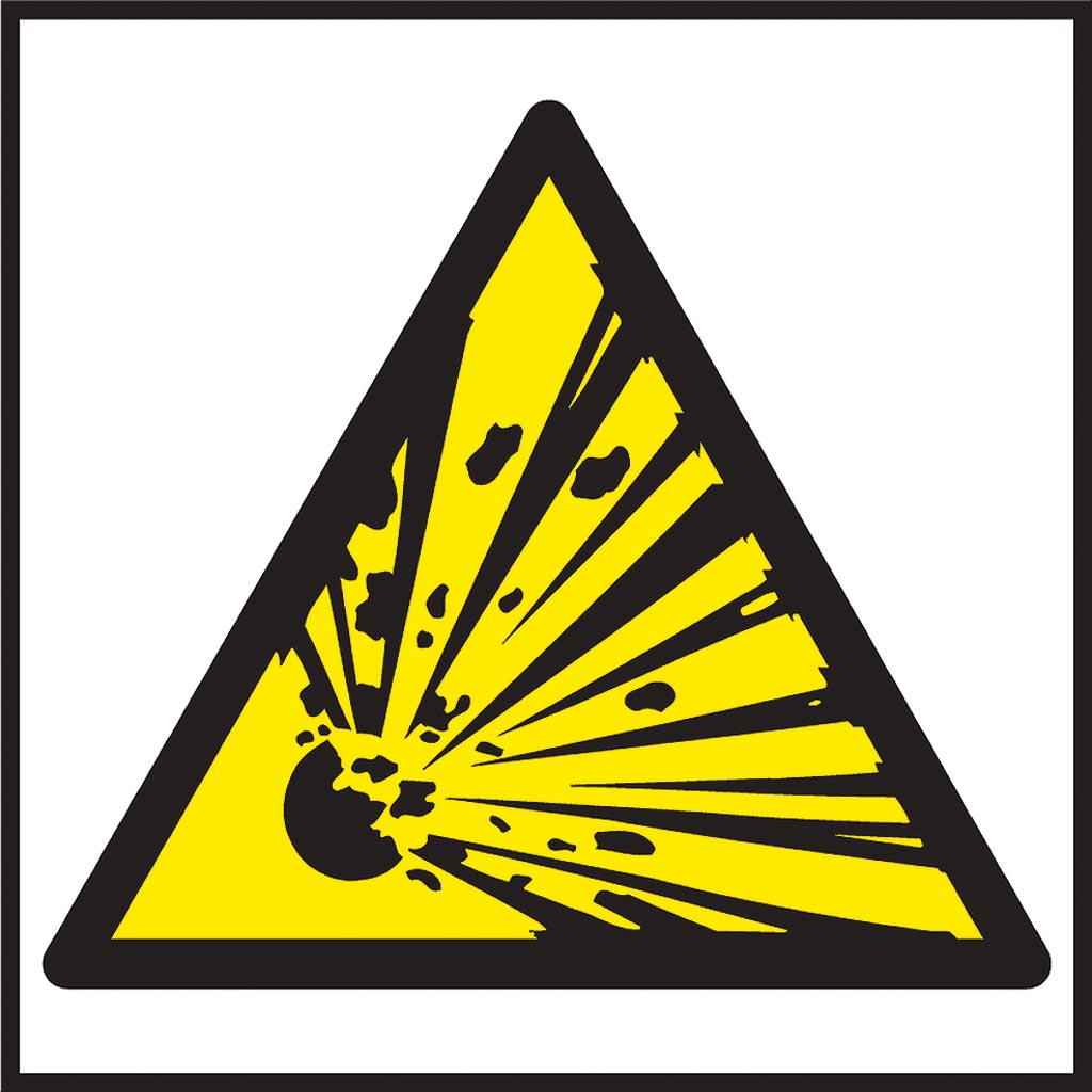 PANNEAU D'AVERTISSEMENT : RISQUE D'EXPLOSION, PVC, 200X200 MM