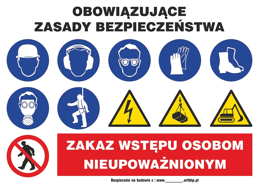 TABLICA BEZPIECZEŃSTWA PVC 700X500 MM – ZASADY BHP
