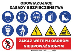 TABLICA BEZPIECZEŃSTWA PVC 700X500 MM – ZASADY BHP
