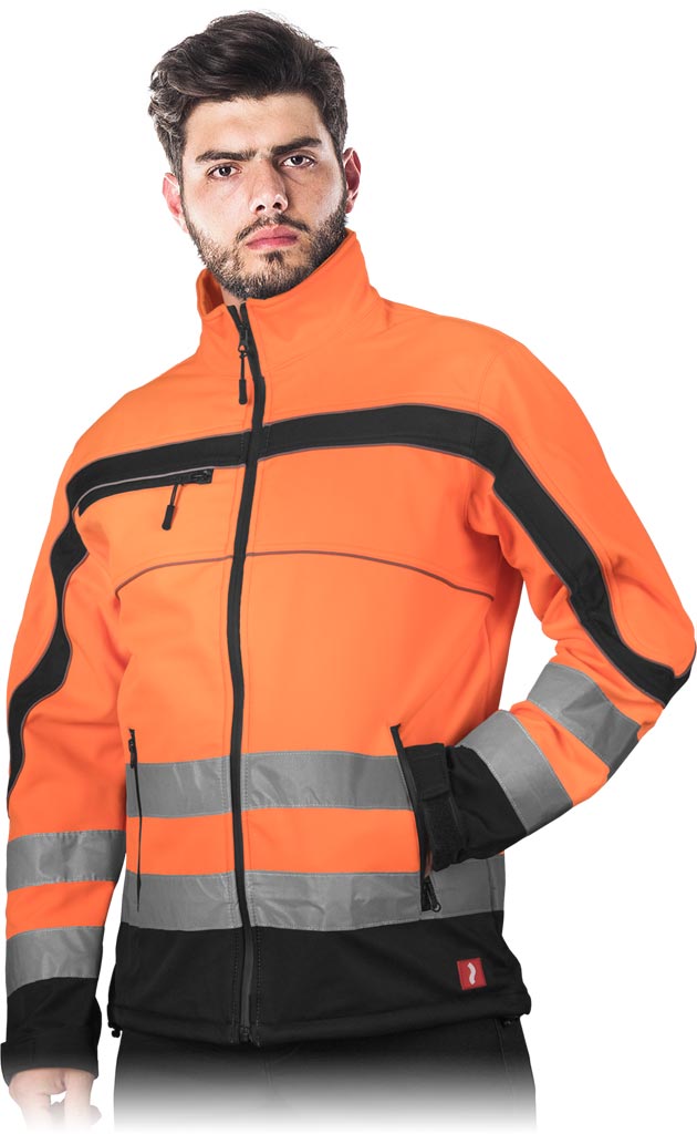 KURTKA SOFTSHELL MĘSKA OCHRONNA REIS Z ODBLASKAMI I REGULACJĄ