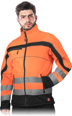 KURTKA SOFTSHELL MĘSKA OCHRONNA REIS Z ODBLASKAMI I REGULACJĄ