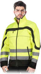KURTKA SOFTSHELL MĘSKA OCHRONNA REIS Z ODBLASKAMI I REGULACJĄ