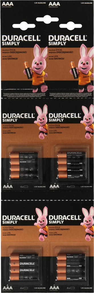 DURACELL AAA LR-03 HIGH-PERFORMANCE ALKALINE BATTERIES - 4-PACK