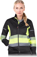WOMEN'S REFLECTIVE SAFETY JACKET WITH ZIP POCKETS AND STAND-UP COLLAR