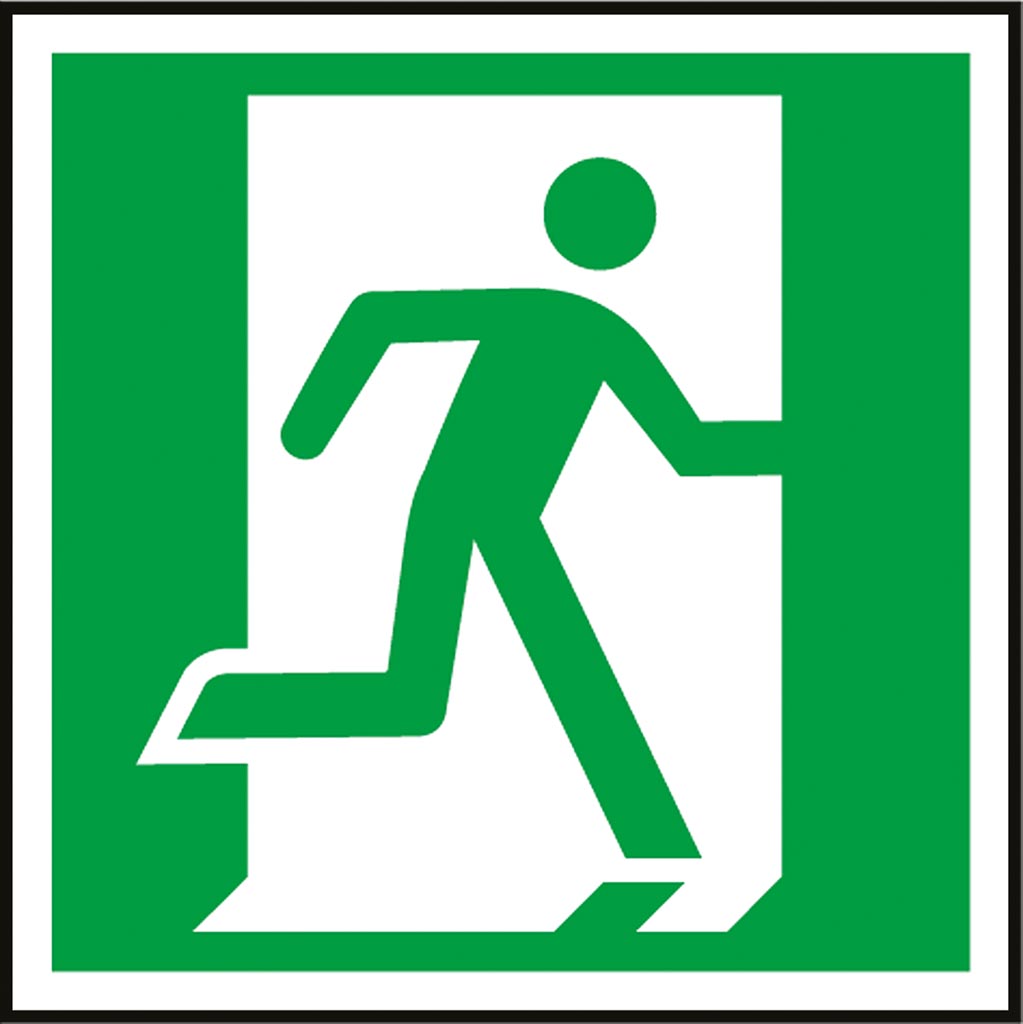 PANNEAU DE SÉCURITÉ ÉVACUATION GAUCHE PHOTOLUMINESCENT 150x150 CM