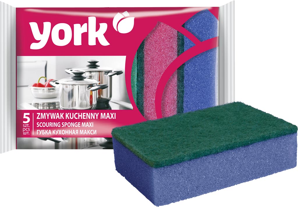 MULTI-PURPOSE MAXI KITCHEN SPONGE, 5-PACK, DUAL-LAYER FOR SCRUBBING & CLEANING
