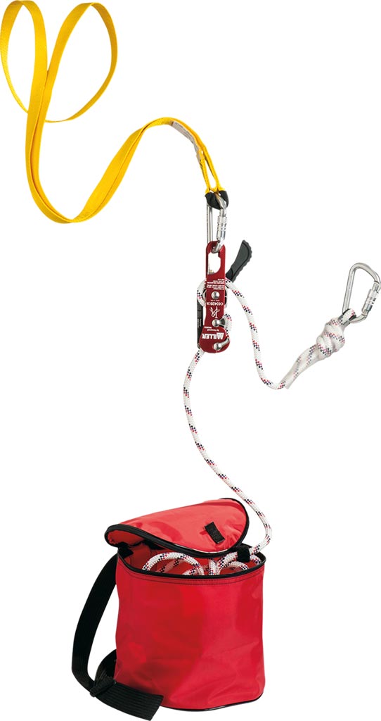 NOTFALL-RETTUNGSSET MIT INDY ABSEILGERÄT UND WASSERFESTER TASCHE