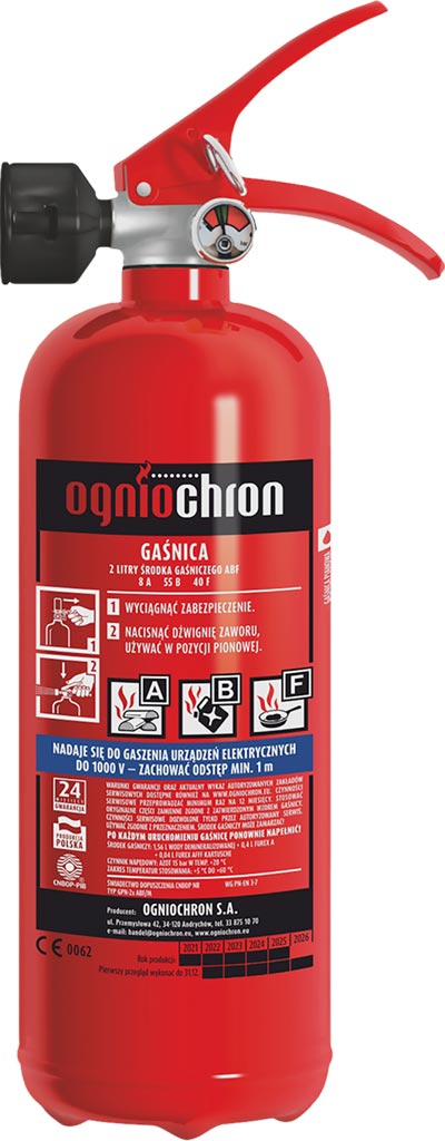 GAŚNICA PIANOWA 2KG DO KUCHNI I RESTAURACJI - OGNIOCHRON