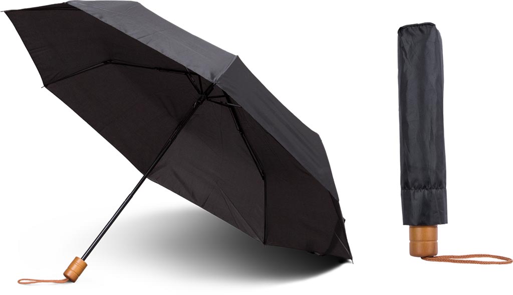TASCHENREGENSCHIRM MIT HOLZGRIFF UND NYLON BEZUG