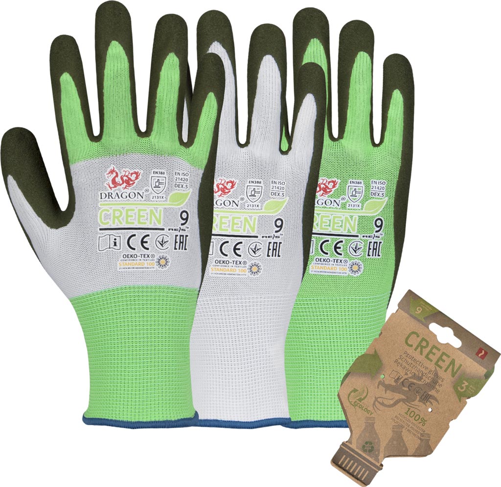 ECO-FRIENDLY LATEX FOAM COATED WORK GLOVES, 3-PAIR PACK, OEKO-TEX CERTIFIED