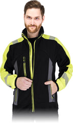 MEN'S HIGH-VISIBILITY SOFTSHELL FLEECE JACKET WITH REFLECTIVE STRIPS