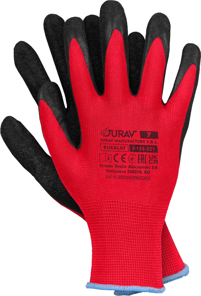 FLEXIBLE LATEX-COATED POLYESTER GLOVES FOR PRECISION WORK