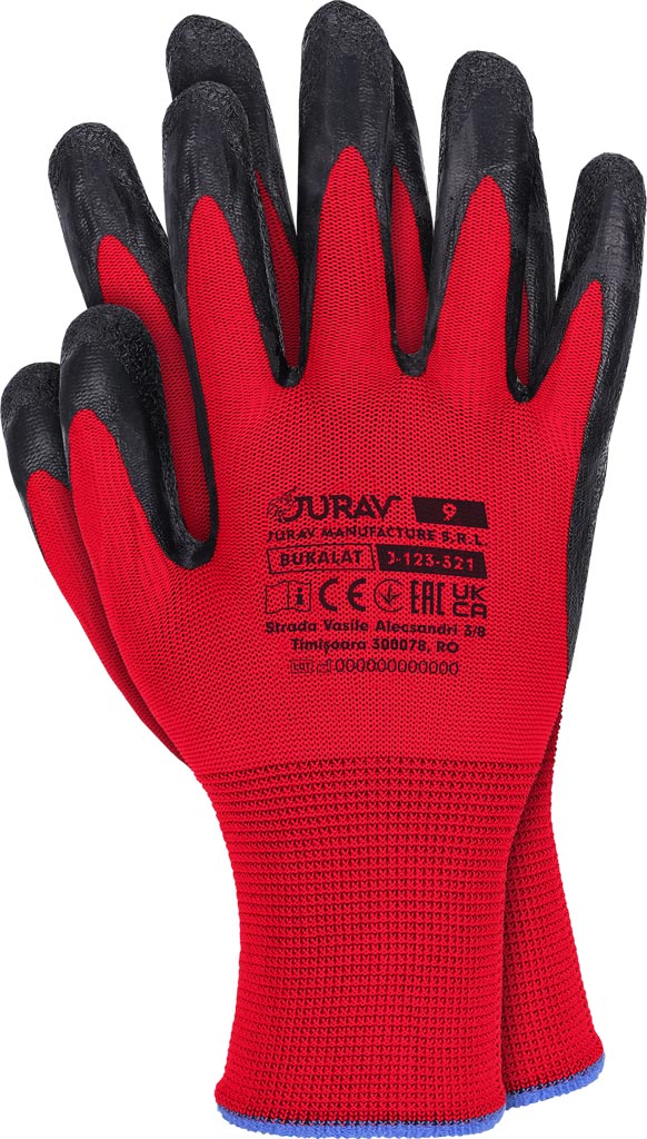 FLEXIBLE LATEX-COATED POLYESTER GLOVES FOR PRECISION WORK