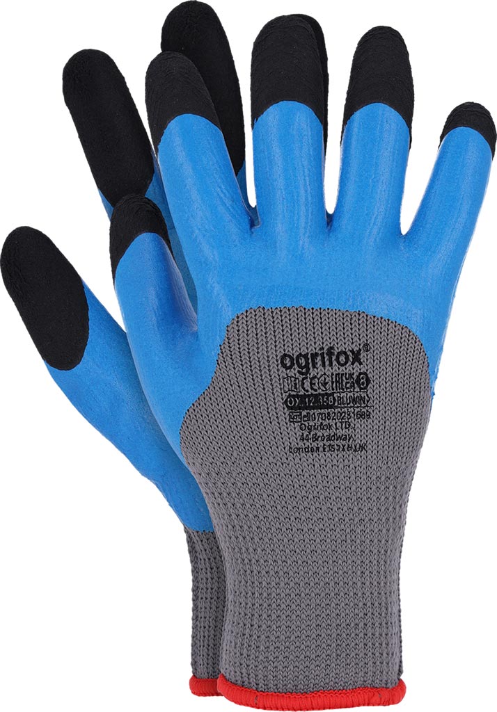 BLUE FOAM LATEX COATED SAFETY GLOVES FOR CONSTRUCTION AND TRANSPORT